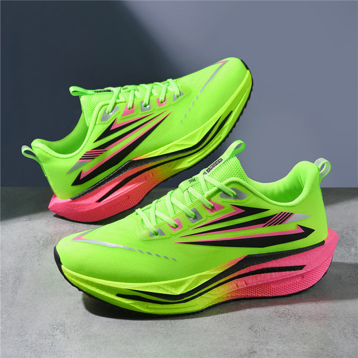 Men's lightweight cushioned road running sneakers with high EVA platform sole and breathable knitted upper Mune Fashion