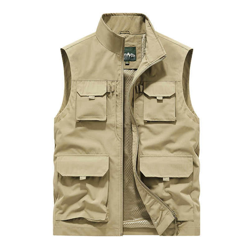 Men's Multifunctional Outdoor Vest with Multiple Pockets and Breathable Mesh Lining Mune Fashion