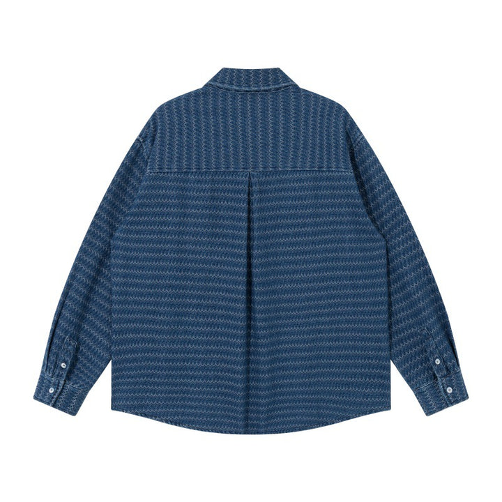 Unisex Structured Cotton Overshirt Jacket with Zigzag Jacquard and Patch Chest Pockets Mune Fashion