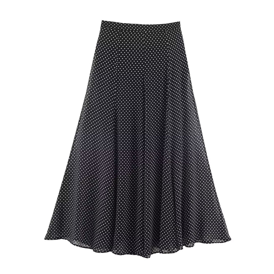 Women 100+ oversized polka dot blouse with batwing sleeves, stand-up collar and elastic hem Mune Fashion