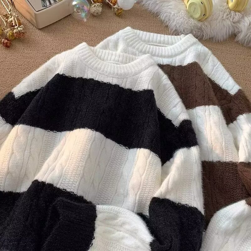 Women's Casual Knit Sweater with Cable Pattern Mune Fashion