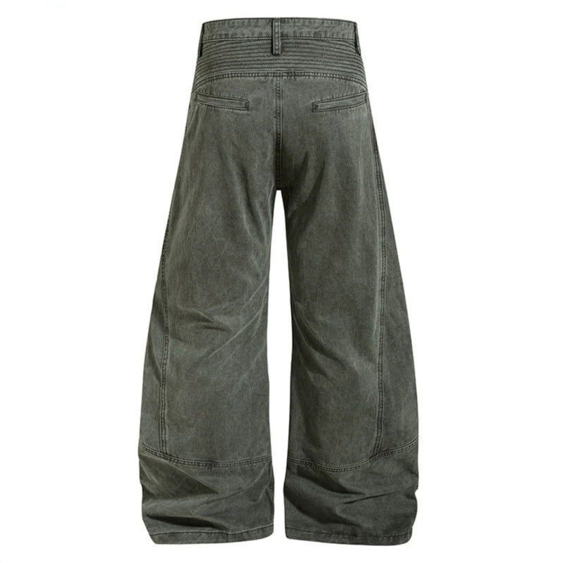 Women High-waisted wide Denim culotte pants with reinforced ribbed knee panels and patch stitching Mune Fashion