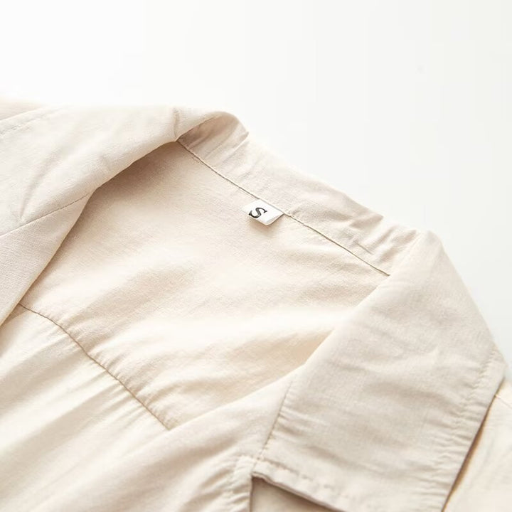 Women's Oversize Blouse with Lapel Collar and Full Button Placket Mune Fashion