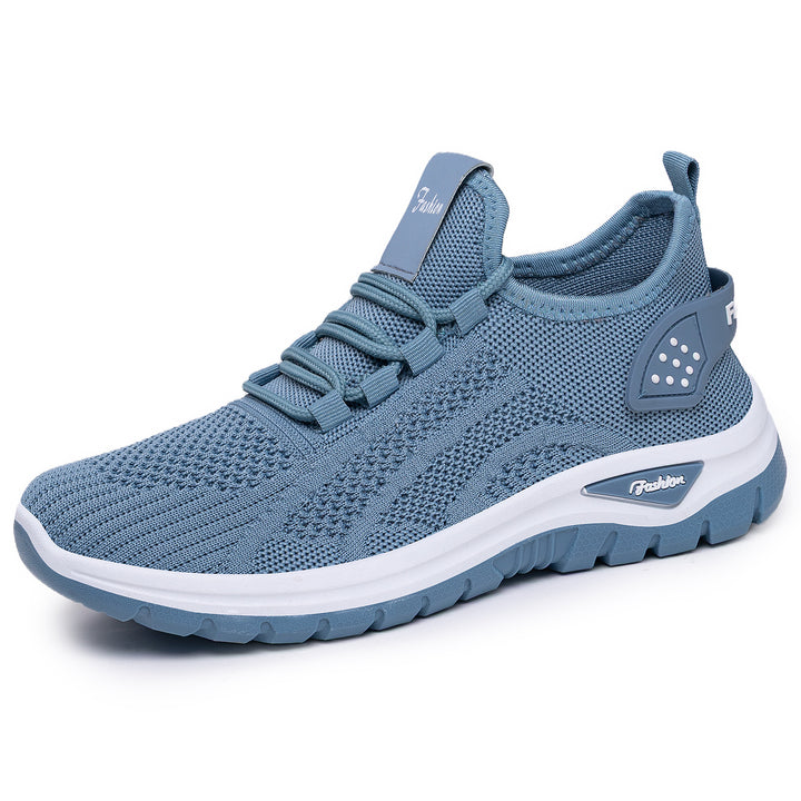 Women's sock-like knit-fit sneakers with elastic lacing, perforated heel reinforcement, and cushioned platform sole Mune Fashion
