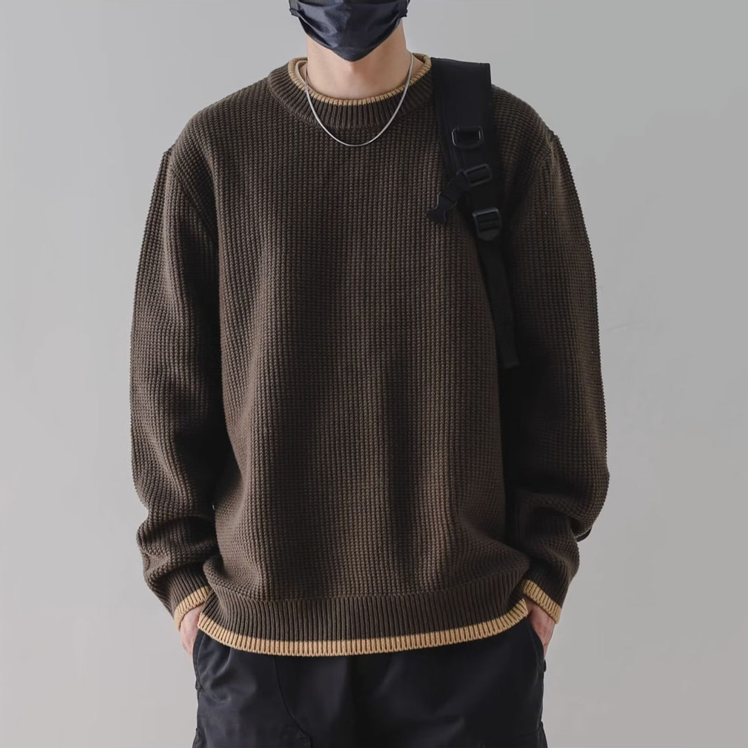 Men's Stylish Rib Knit Sweater with Crew Neck Mune Fashion