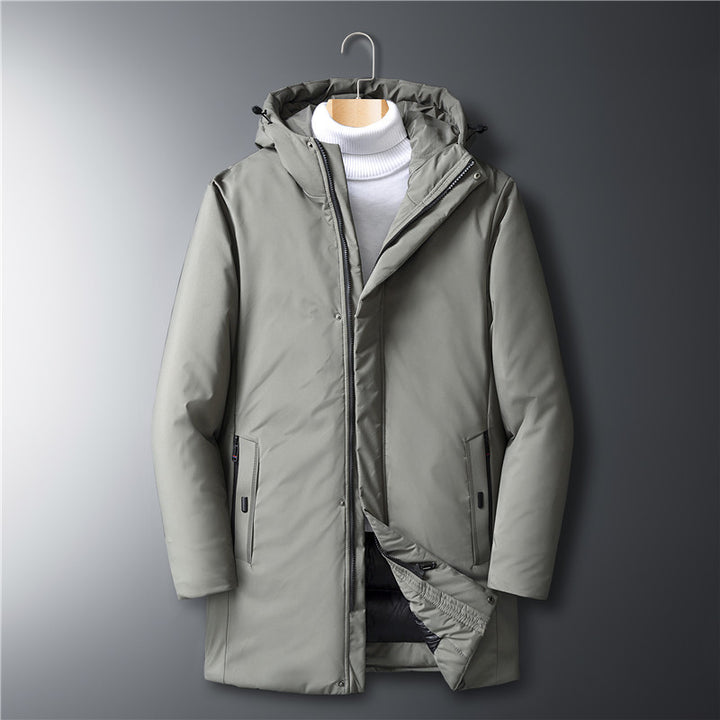 Men's modern urban long parka with concealed zip placket and ergonomic hood Mune Fashion