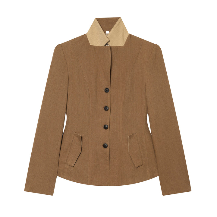 Women's fitted blazer jacket with contrast collar and Vienna seams Mune Fashion