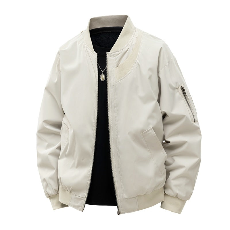 Men's Lightweight Bomber Jacket in Minimalist Utility Look with Arm Pocket & Ribbed Cuffs Mune Fashion