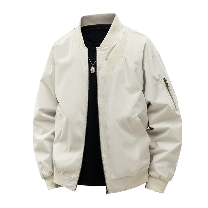 Men's Lightweight Bomber Jacket in Minimalist Utility Look with Arm Pocket & Ribbed Cuffs Mune Fashion