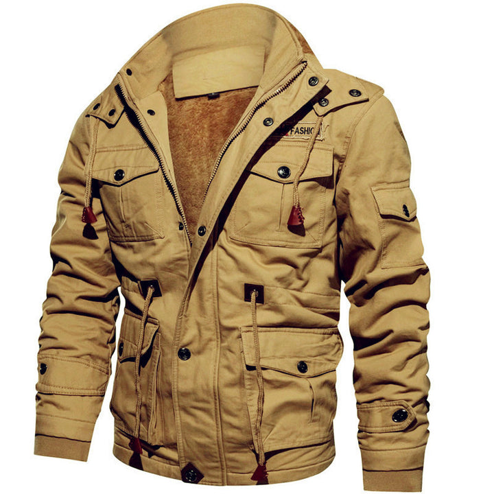 Men's Multifunctional Canvas Parka with Teddy Lining, Drawstring and Multi-Pockets Mune Fashion