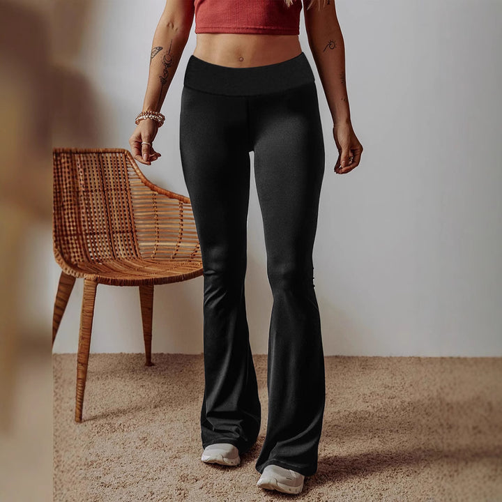 Women High-Waist Flare Pants made of Stretch Jersey with Wide Flare Mune Fashion