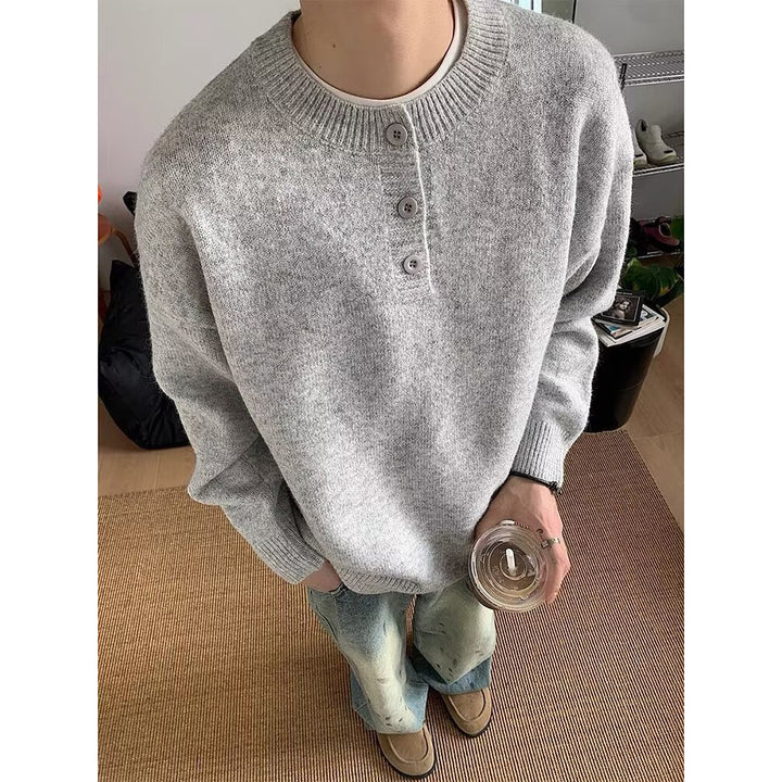 Men's Comfortable Chunky Knit Sweater with Button Placket Mune Fashion