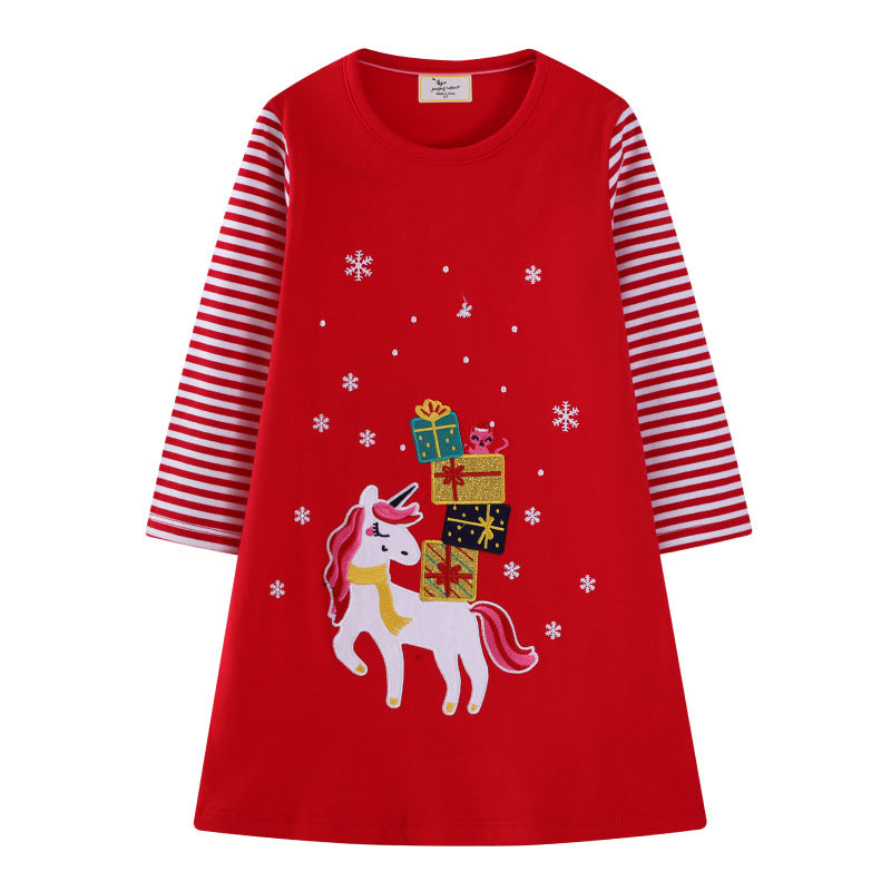 Girls tulle dress with playful unicorn motif and festive graphic Mune Fashion