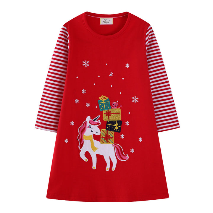 Girls tulle dress with playful unicorn motif and festive graphic Mune Fashion