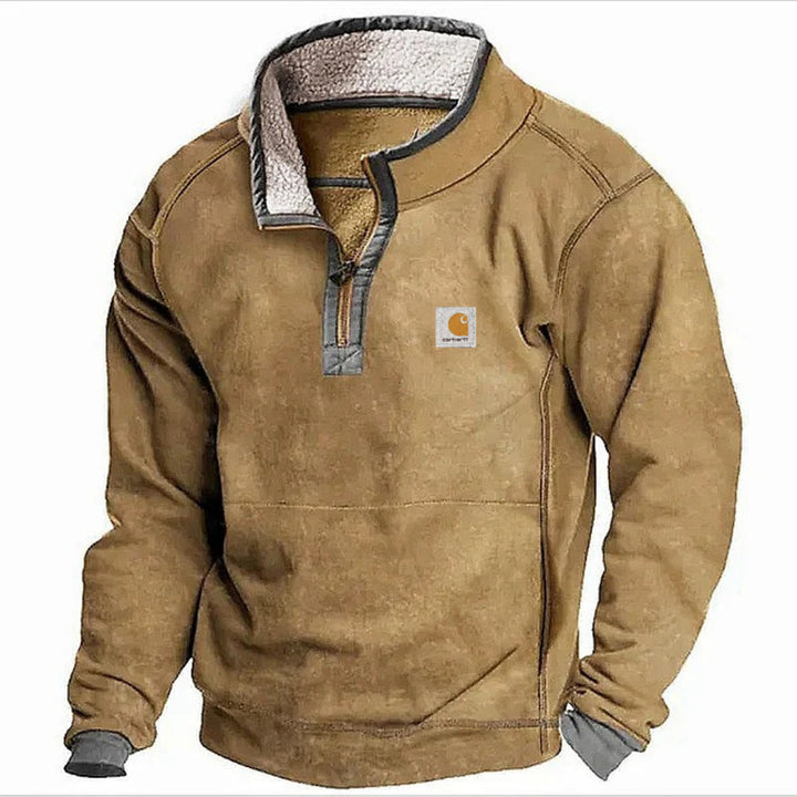 Men's Sherpa fleece pullover with half zipper and contrast trim Mune Fashion