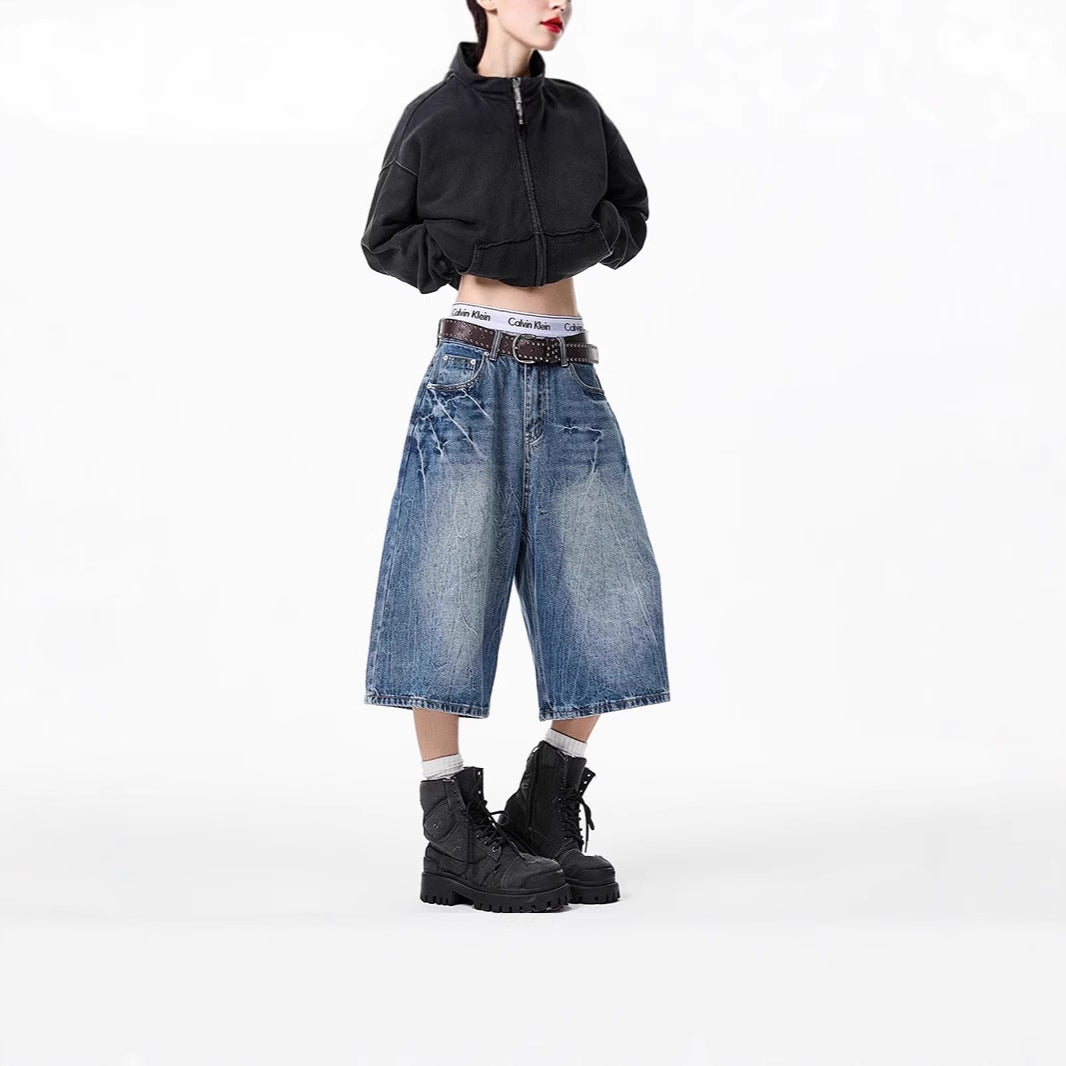 Ladies Wide-Cut Denim Culotte Mune Fashion