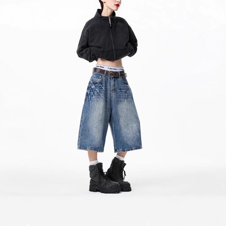 Ladies Wide-Cut Denim Culotte Mune Fashion