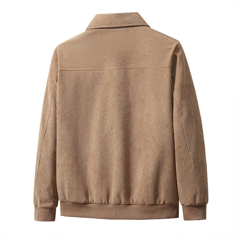 Men's structured casual jacket with fine corduroy fabric, striped lining, and elastic hem Mune Fashion