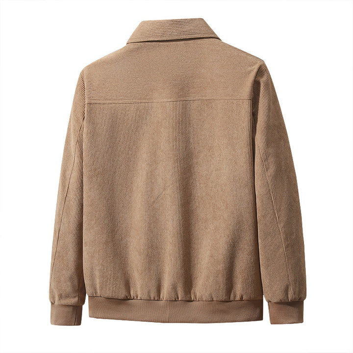 Men's structured casual jacket with fine corduroy fabric, striped lining, and elastic hem Mune Fashion