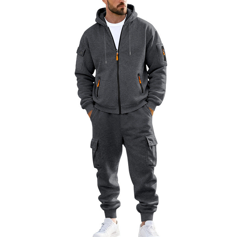 Men's nano urban functional cargo sweat set with hoodie, zippered pockets, and tapered cargo jogger Mune Fashion