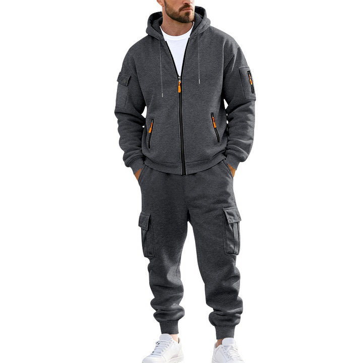 Men's nano urban functional cargo sweat set with hoodie, zippered pockets, and tapered cargo jogger Mune Fashion