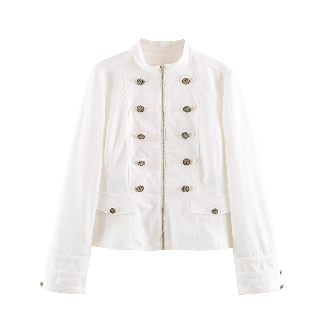 Ladies tailored field jacket in marshal style with stand-up collar and decorative buttons Mune Fashion