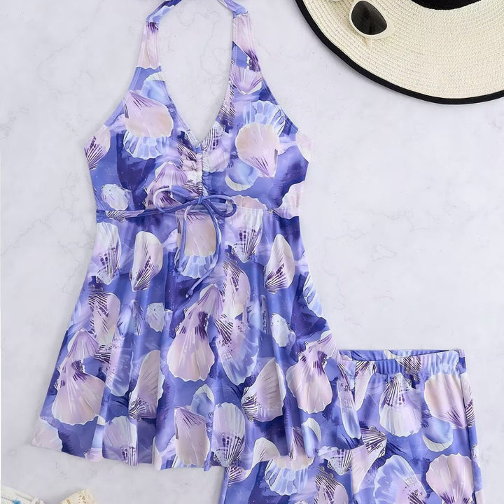 Women's tankini set with romantic floral design and adjustable top Mune Fashion