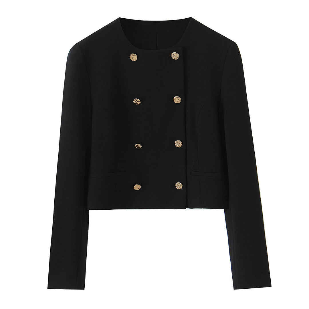Women Elegant-wide cut suit pants with crease and decorative chain belt Mune Fashion