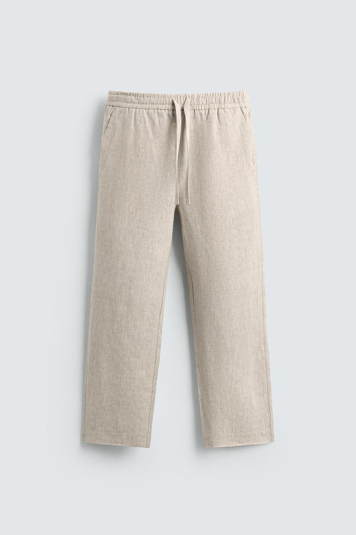 Men's linen pants with elastic waistband and drawstring Mune Fashion