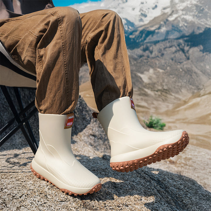 Unisex Waterproof Short-Shaft Outdoor Rubber Boots with Profiled Studded Outsole Mune Fashion