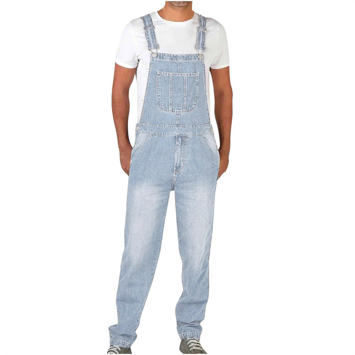 Men's Jeans Overalls with Pockets and Adjustable Straps