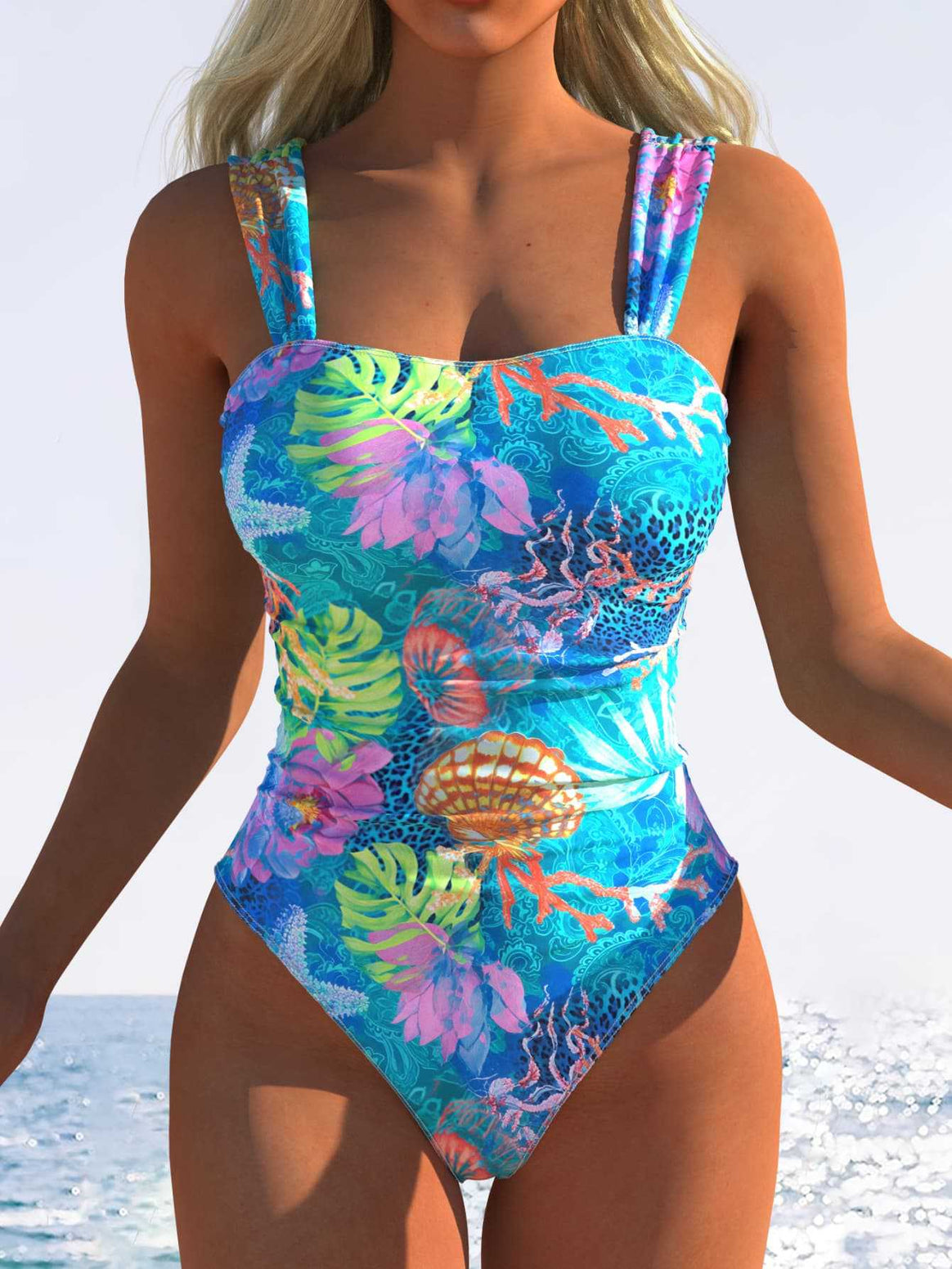 Ladies one-piece swimsuit with innovative animal print and high leg cut Mune Fashion