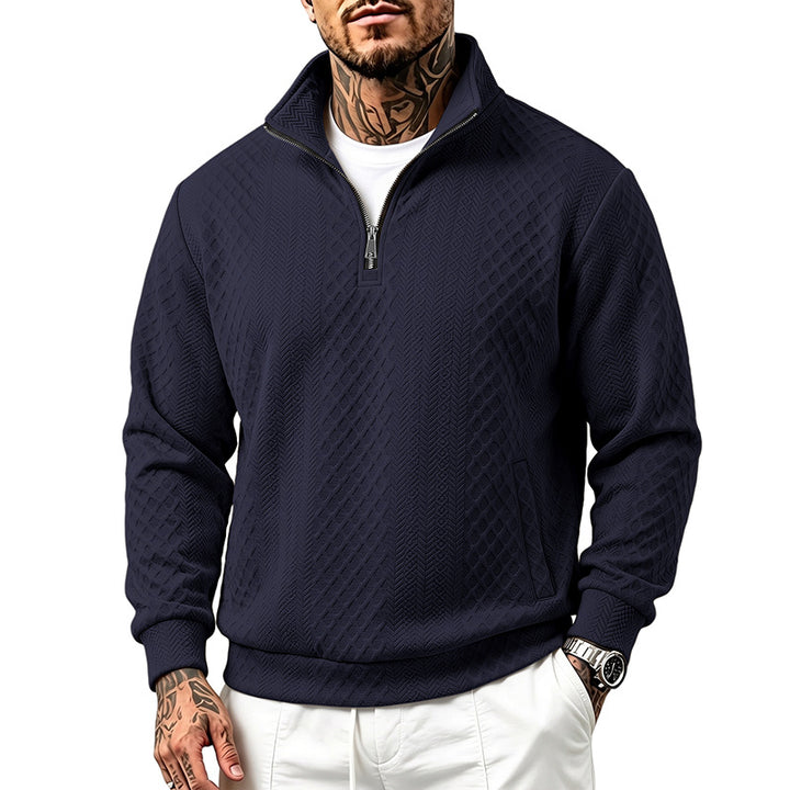 Men's troyer sweatshirt with fine diamond structure, half zip and side pockets Mune Fashion