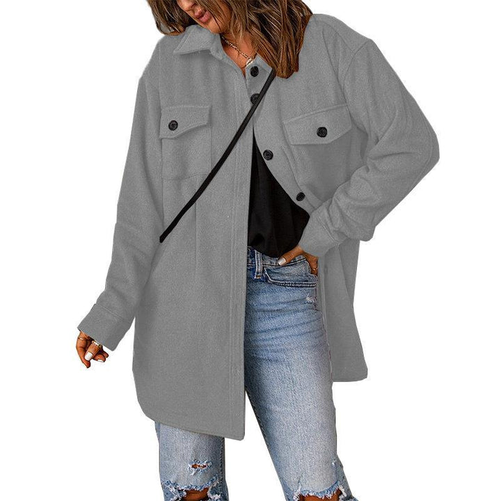 Ladies Oversize Shirt Jacket with Breast Flaps and Long Cut Mune Fashion