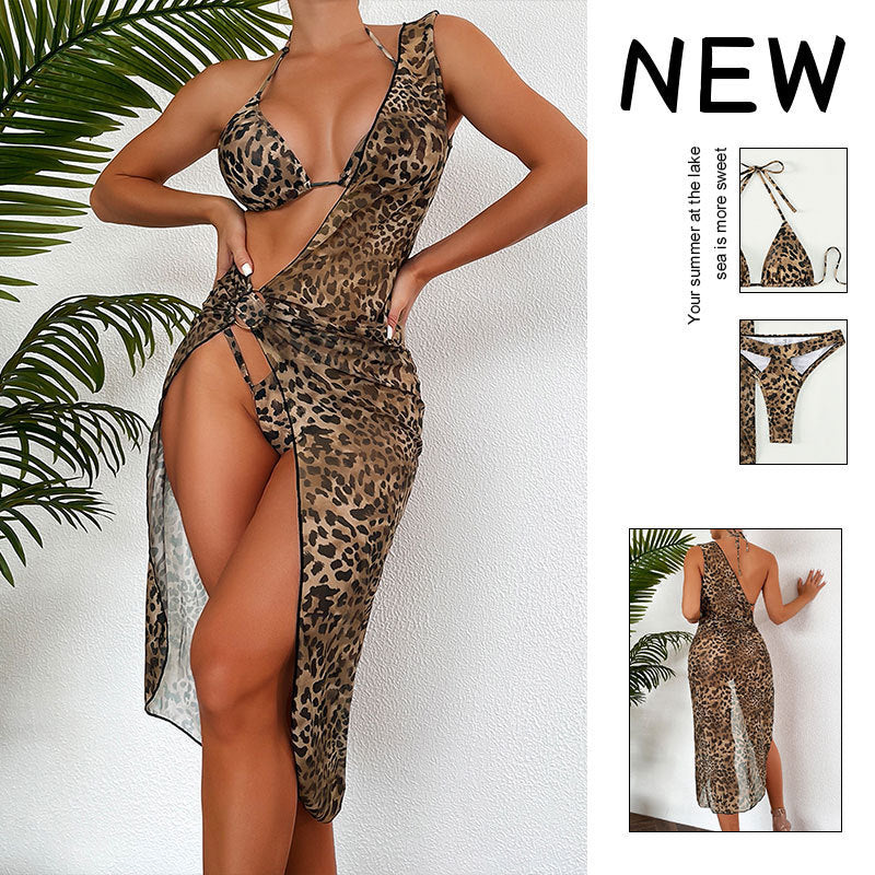 Women's Triangle Bikini with Transparent Wrap Skirt Mune Fashion