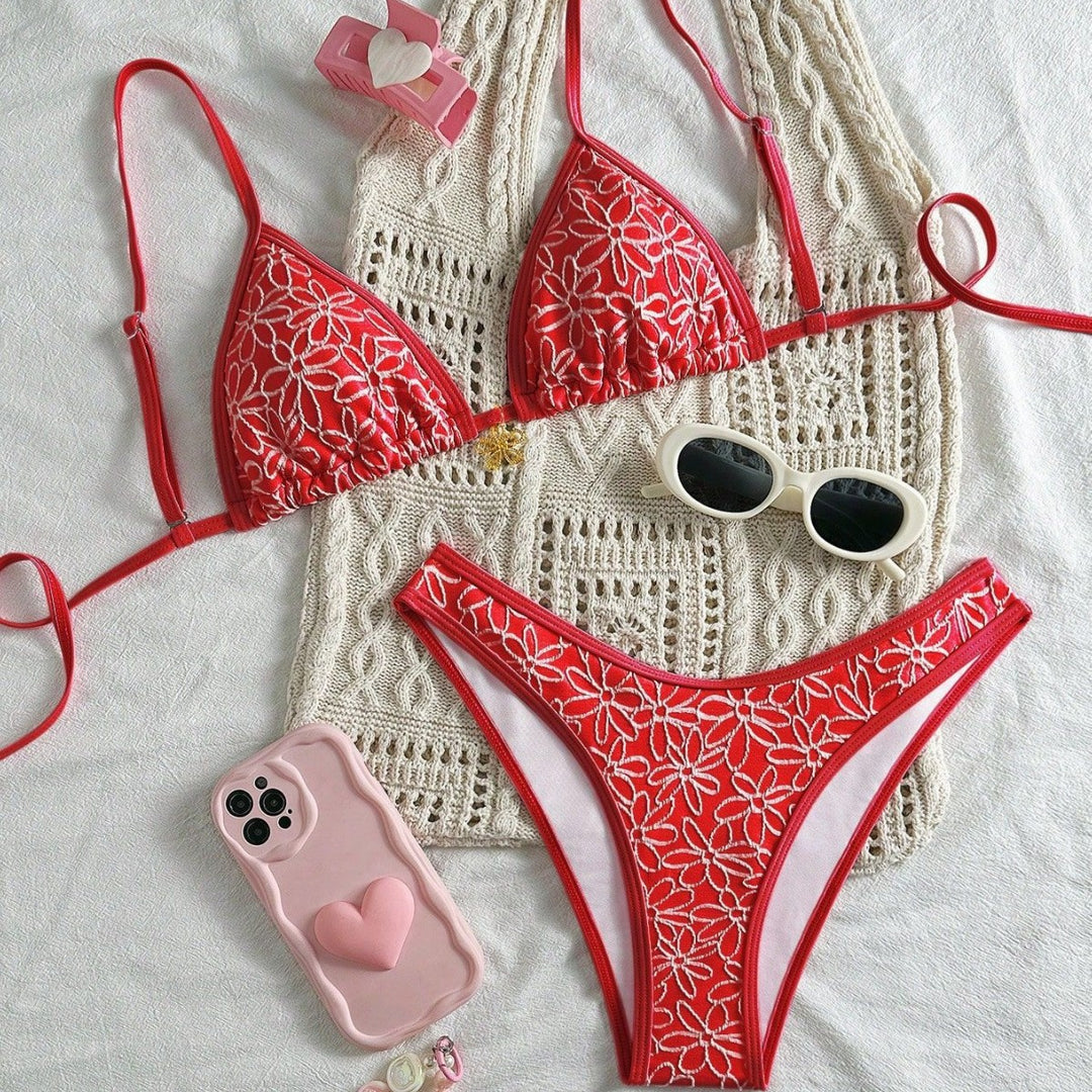 Women Flower-Decorated Bikini Set Mune Fashion