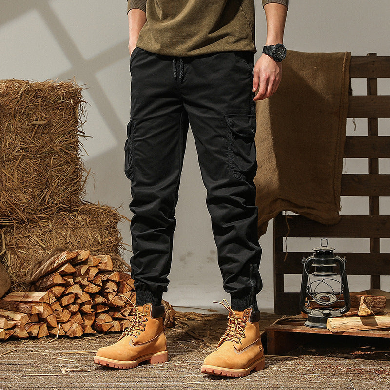 Men's Cargo Jogger Pants with Elastic Hem, Multifunctional Cargo Pockets, and Durable Canvas Mune Fashion