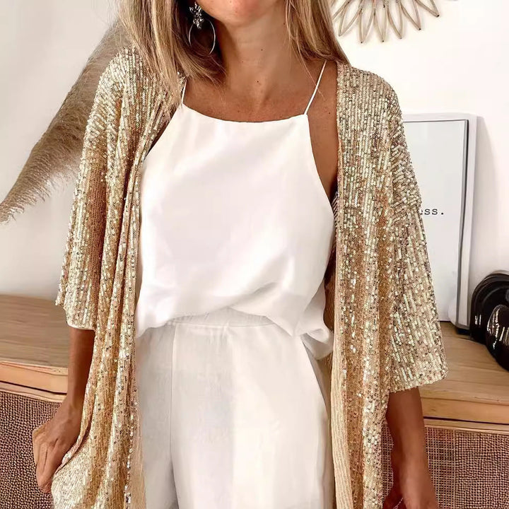 Women Glamorous Cardigan with Sequins and Loose Fit Mune
