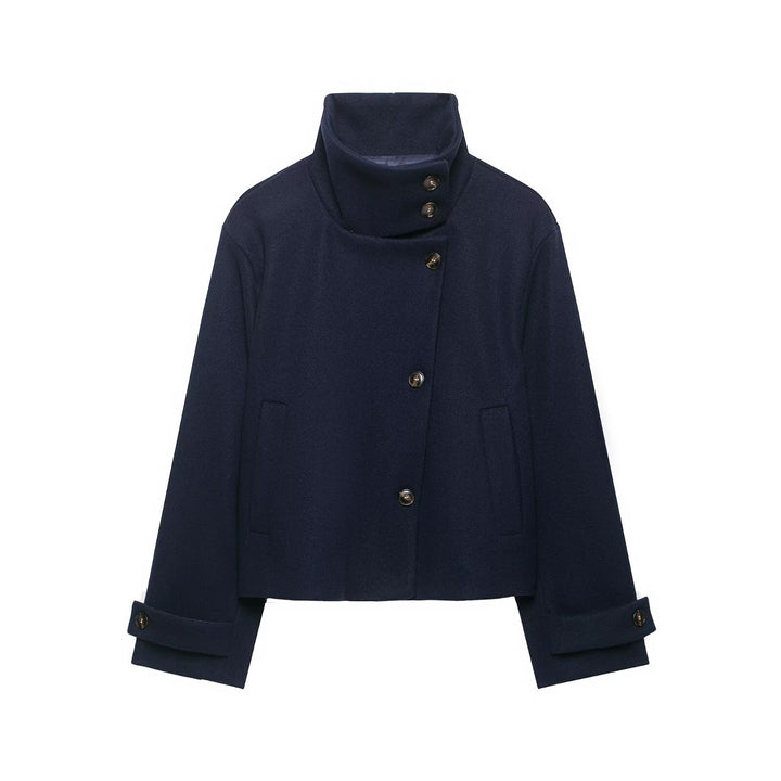 Women's short jacket made of wool blend with high stand-up collar Drune
