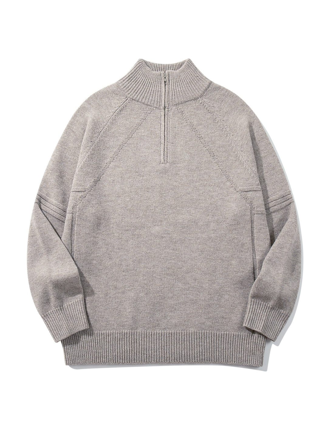Unisex Halfzip Knit Sweater with High Ribbed Collar and Raglan Sleeves Mune Fashion