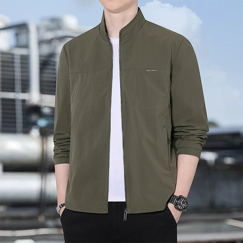 Men's Minimalist Comfort Training Jacket with Stand-Up Collar, Windproof Softshell Material and Concealed Zipper Pockets Mune Fashion