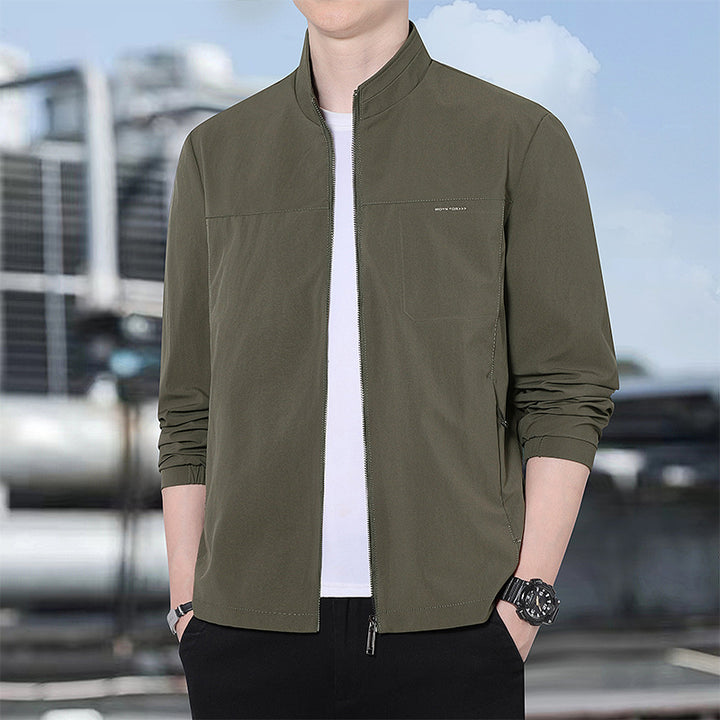 Men's Minimalist Comfort Training Jacket with Stand-Up Collar, Windproof Softshell Material and Concealed Zipper Pockets Mune Fashion