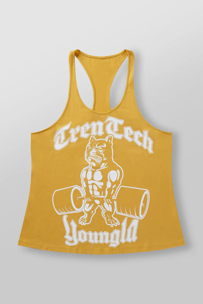 Men's form-fitting fitness tank top with bulldog graphic and extra deep armholes Mune Fashion