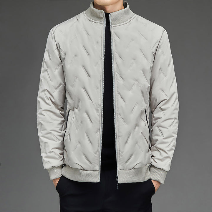 Men's lightweight quilted city insulation jacket with diagonal structure, stand-up collar, and two-way zipper Mune Fashion