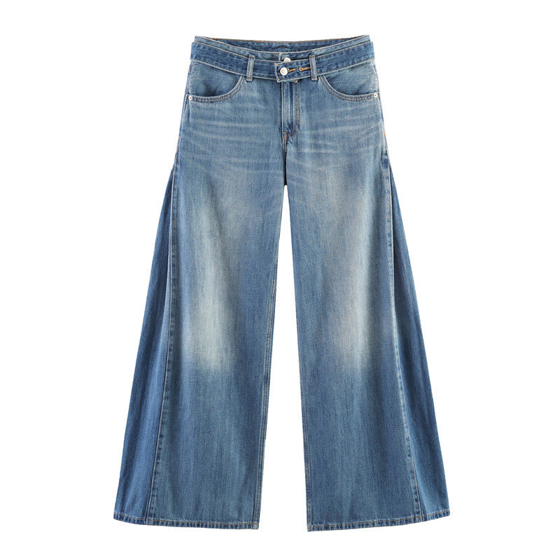 Women's High-Waisted Wide Jeans Culotte with Side Panel Inserts Mune Fashion