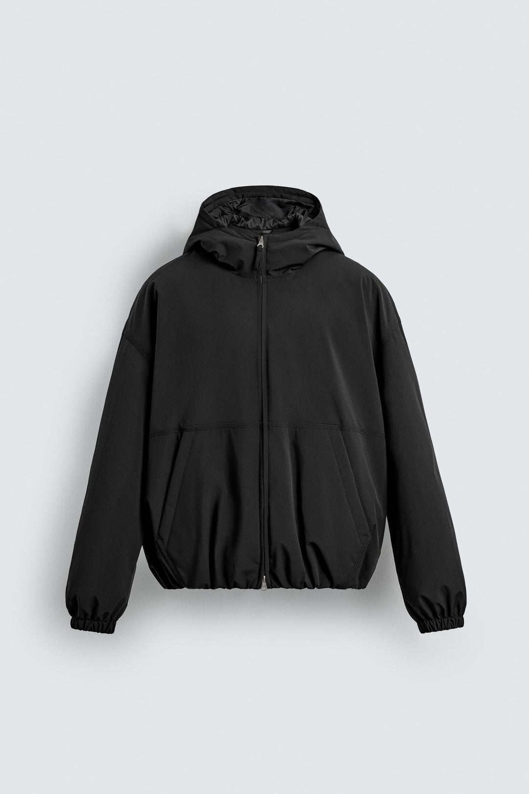 Men's Boxy Short Jacket with Hood, Elastic Hem and Concealed Zipper Mune Fashion