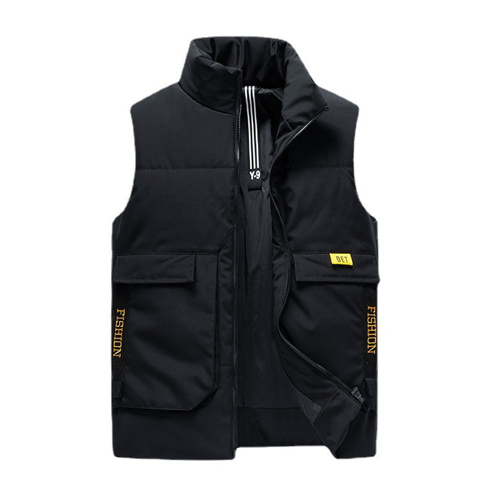 Men's Insulated Outdoor Vest with High Standing Collar, Multifunctional Pockets and Distinctive Webbing Mune Fashion