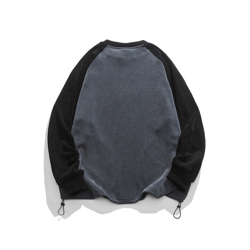 Unisex Oversize Cord Sweatshirt with Raglan Sleeves, Kangaroo Pockets and Drawstring Hem Mune Fashion