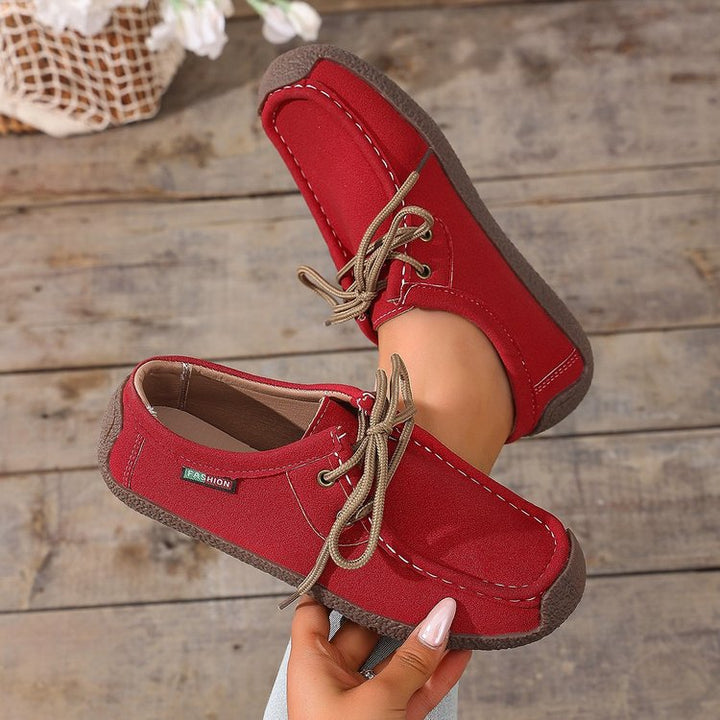 Women's Canvas Moccasin Slipper with Lacing and Padded Comfort Sole Mune Fashion