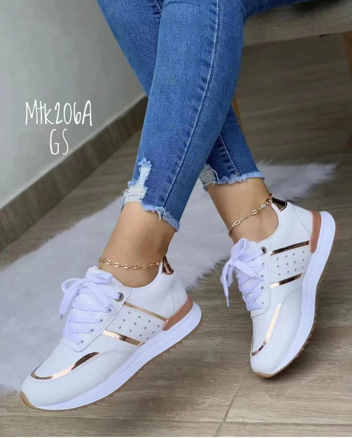 Women's Trendy Platform Sneakers with Metallic Accents and Padded Comfort Sole Mune Fashion